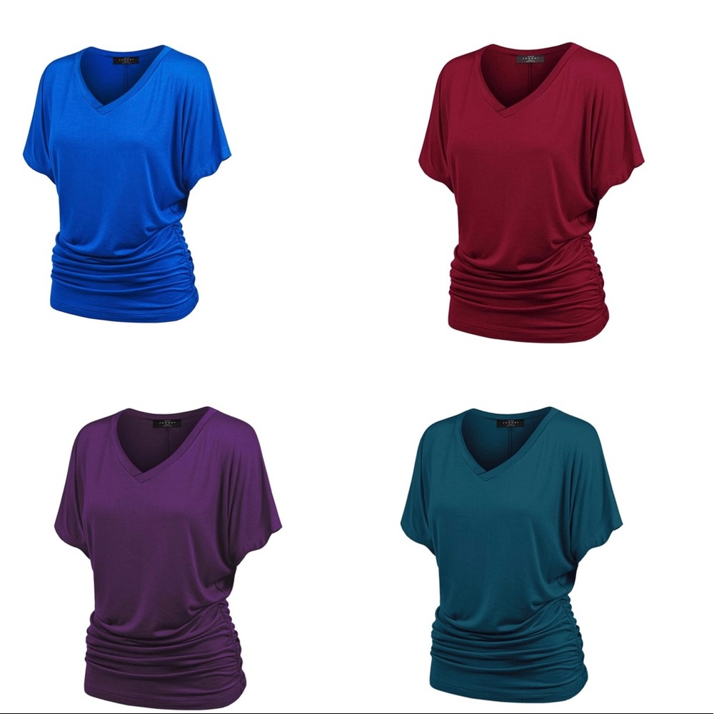 Women's Solid Short Sleeve V Neck